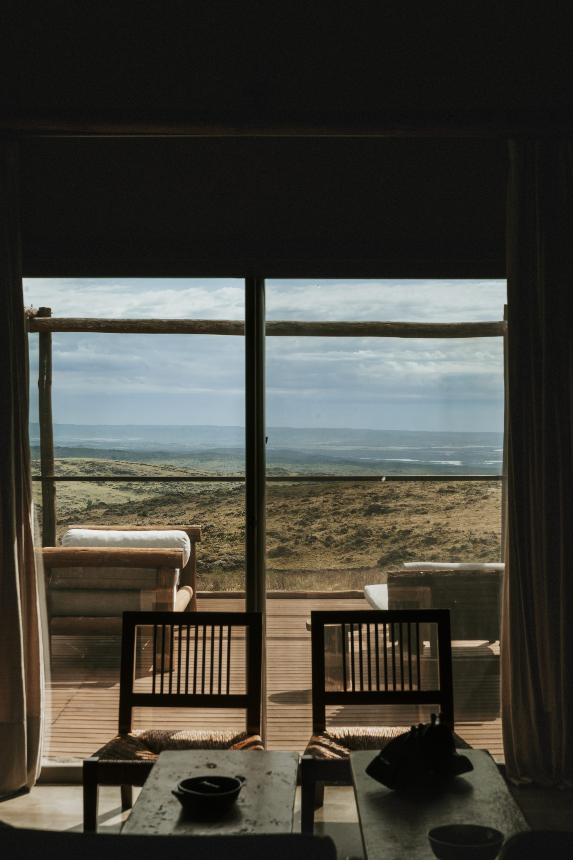 The living room opens onto the hills